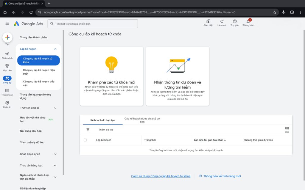 Google keyword planner