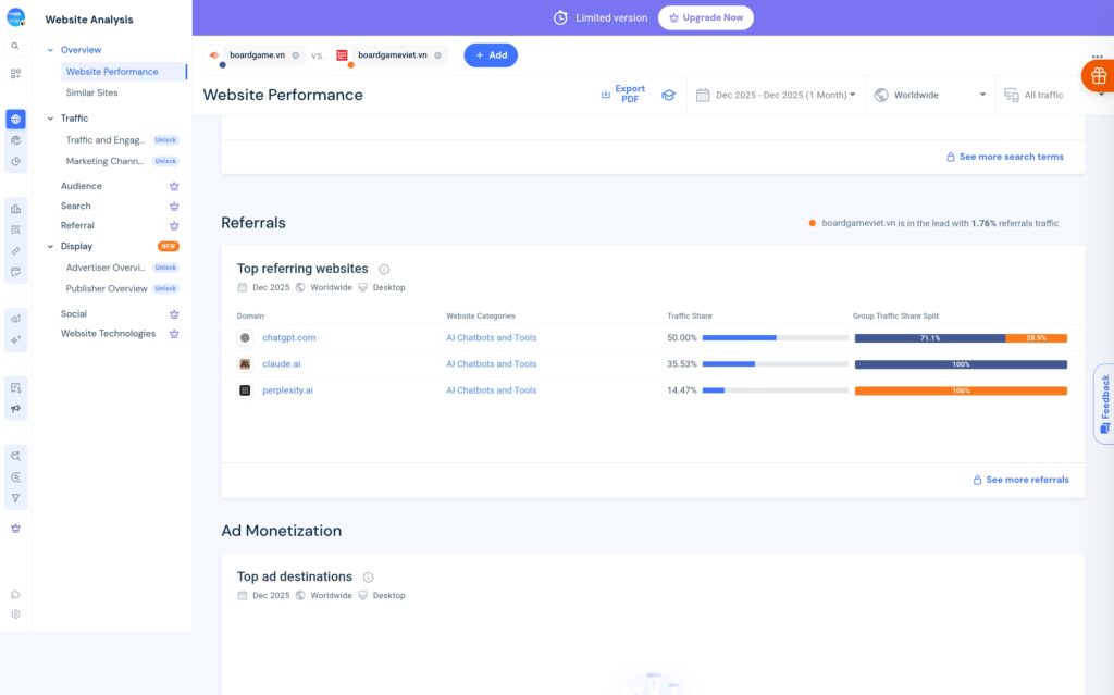 Similarweb AI Referal